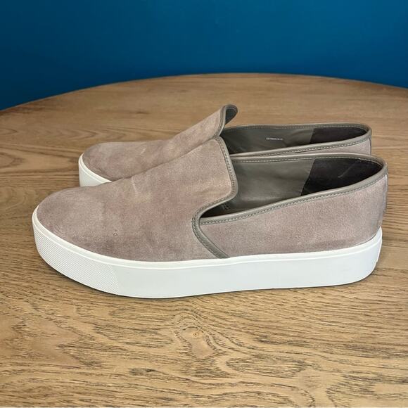 Vince Brenden Suede Slip-On Platform Sneaker Taupe Women’s Size 10 - Picture 4 of 11